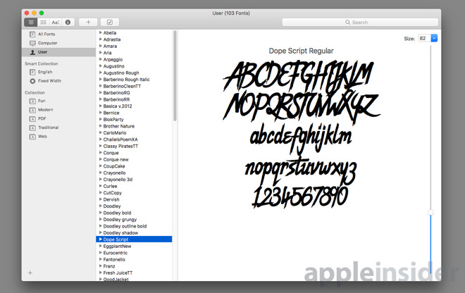 font book mac name table structure