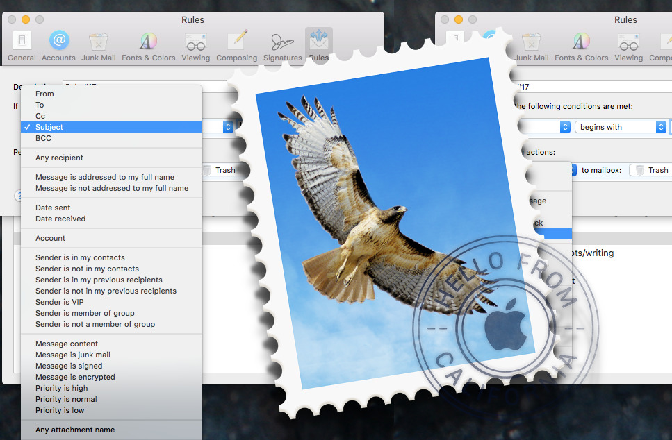 os x mail run rules