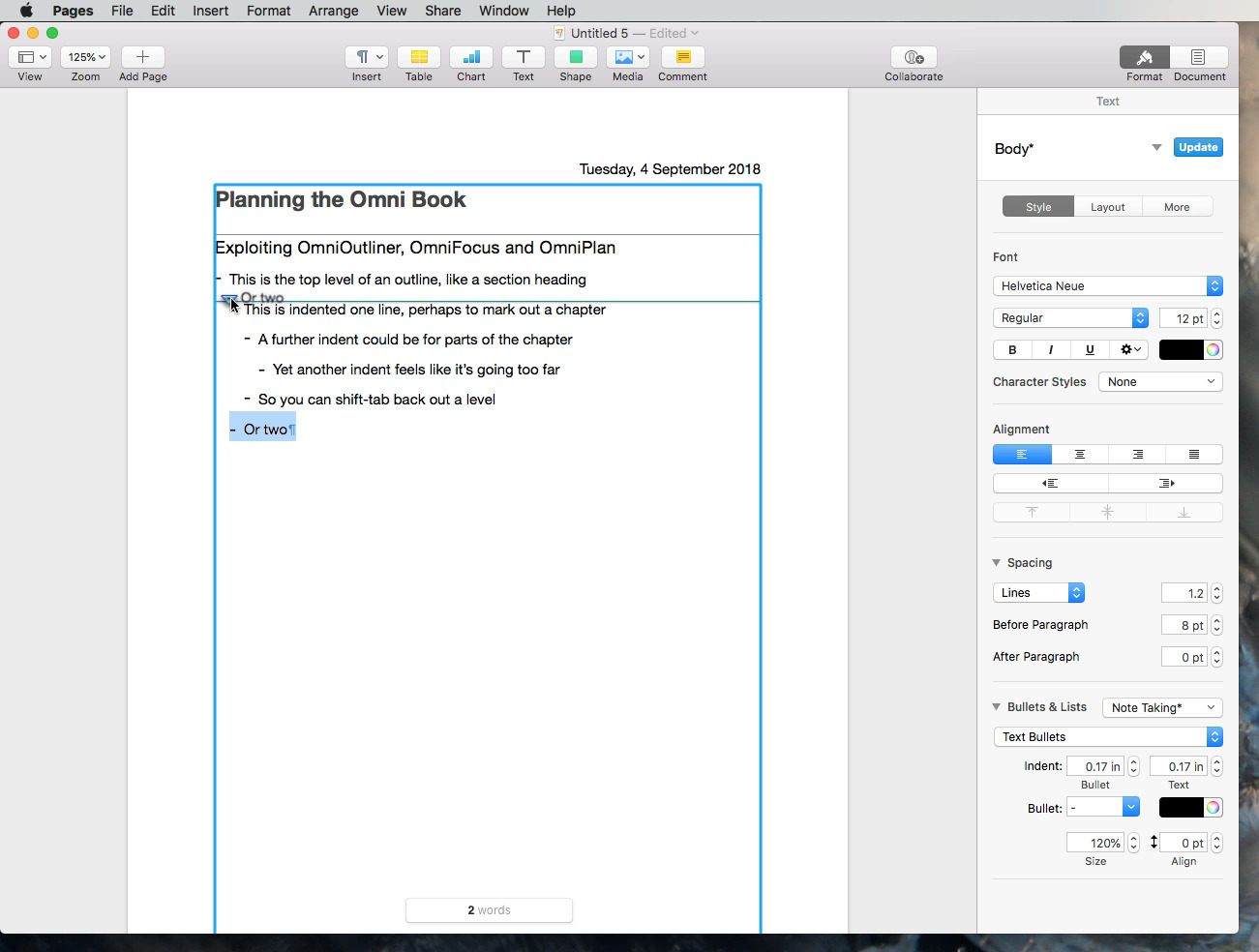 make an outline in microsoft word for mac