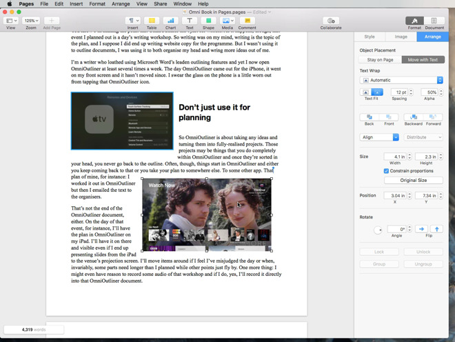 how to make 3 x 3 format on pages for mac