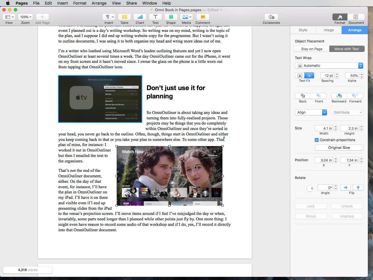 pages for mac title page