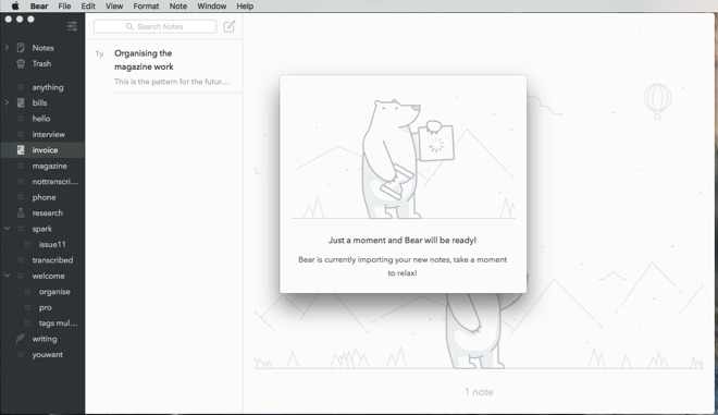 Bear is a very different beast to Evernote but also stores notes and can import all of your data
