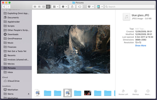 Gallery view in Finder