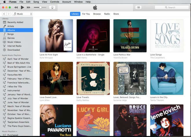Example of iTunes library with album artwork