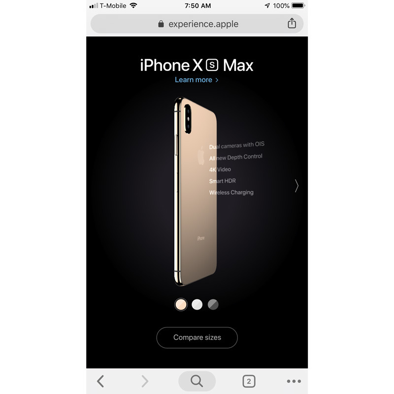 iPhone XS minisite
