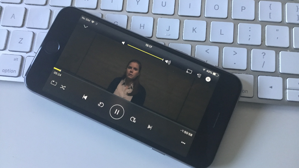 The film Arrival playing on Plex in iPhone