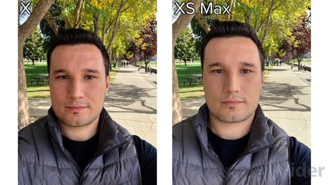 iPhone XS selfie photo detail comparison