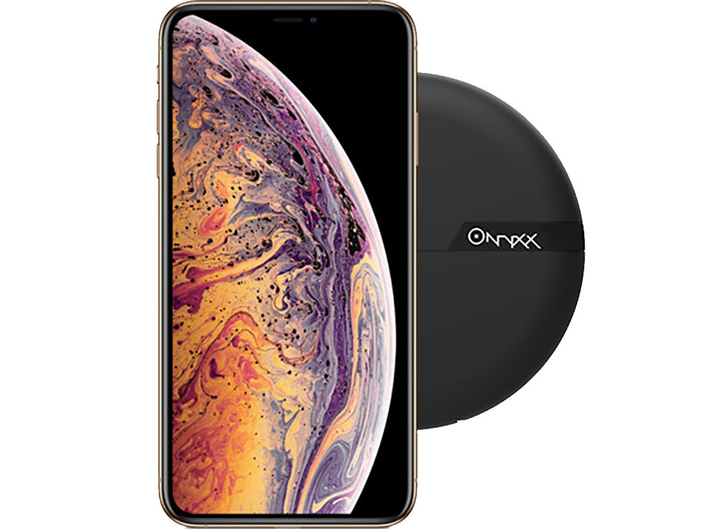Onyxx Qi Wireless Charger with gold iPhone XS Max
