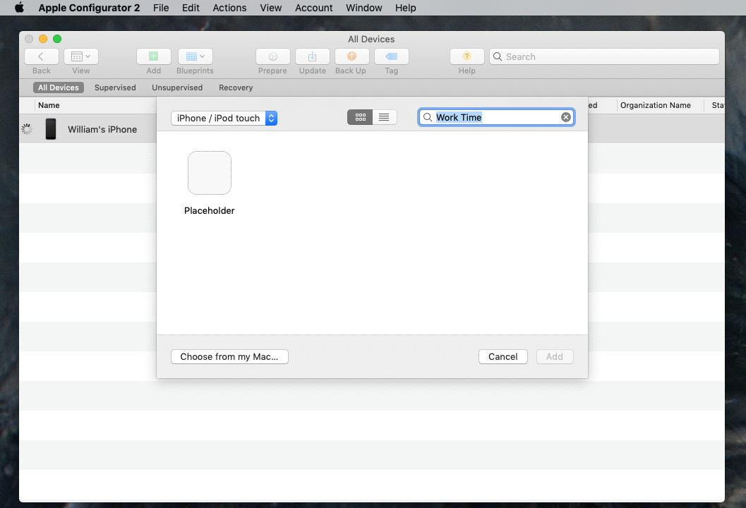 Apple Configurator 2 has a bug that means it sometimes displays a placeholder instead of an app