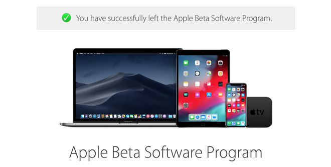 Apple's detail page about having left the beta program