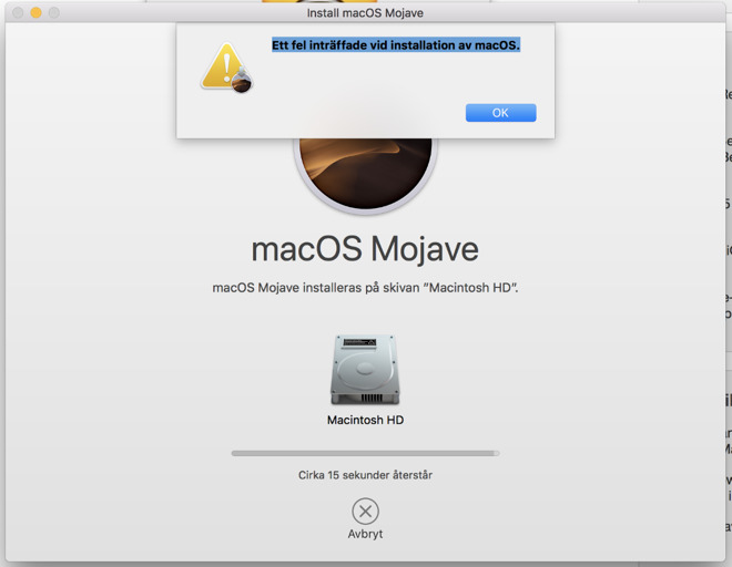 i cant update to macos mojave