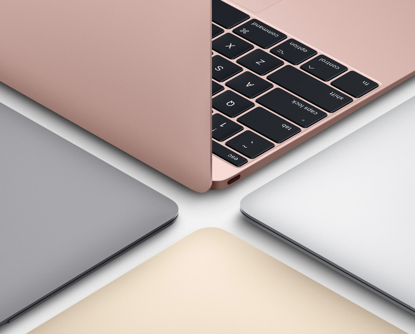 Appel 12 inch MacBook in Space Gray Silver Gold and Rose Gold