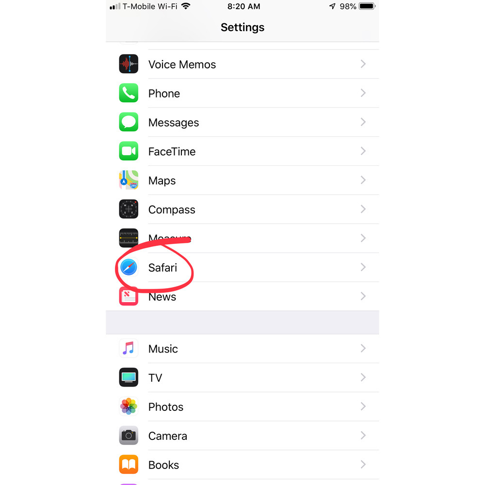 iOS 12 Safari settings