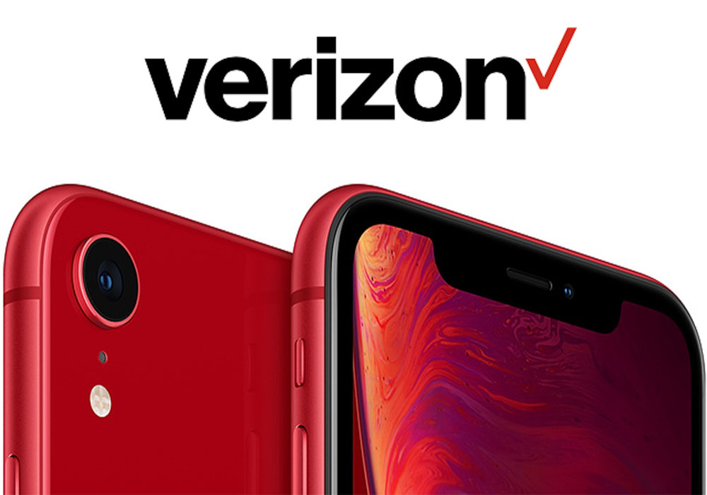 Apple iPhone XR in red with Verizon Wireless logo