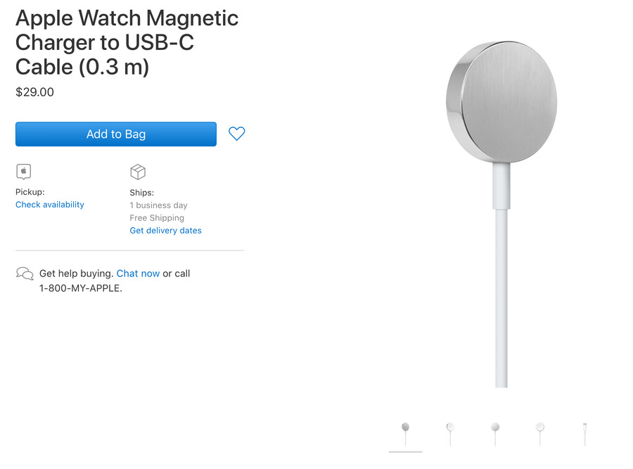 Detail from Apple Store page for new Apple Watch USB-C cable