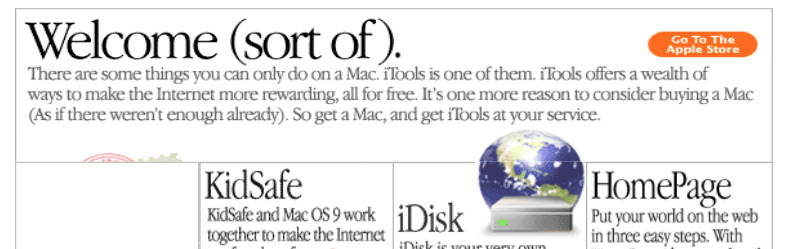 Detail from Apple's website about iTools, circa 2000