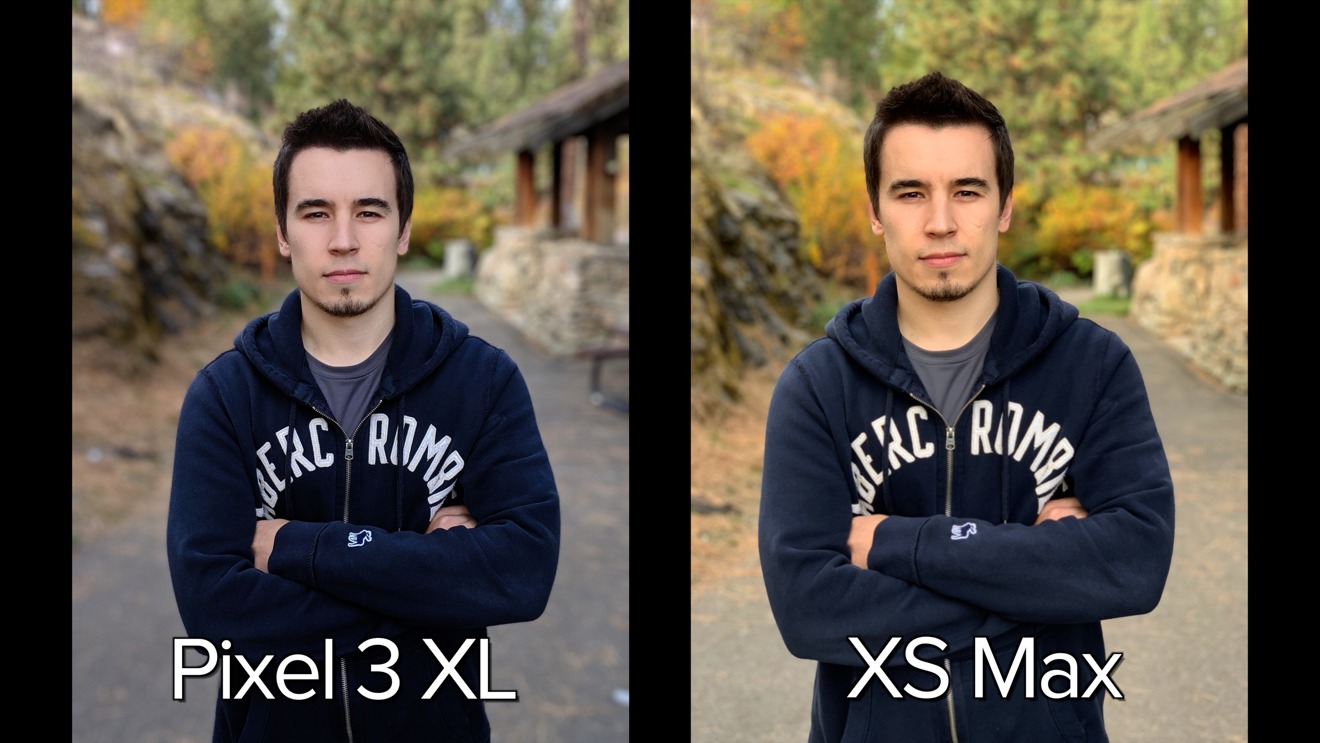Pixel 3 XL (left), iPhone XS Max (right) portrait shots at default blur