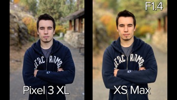 Pixel 3 XL (left), iPhone XS Max (right) portrait shot at F1.4 depth