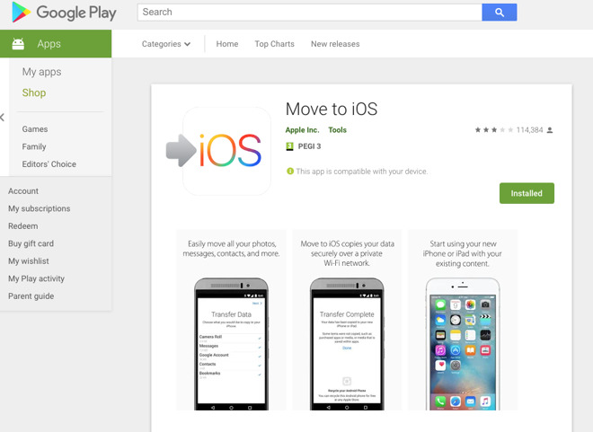 Move to iOS app on Google Play