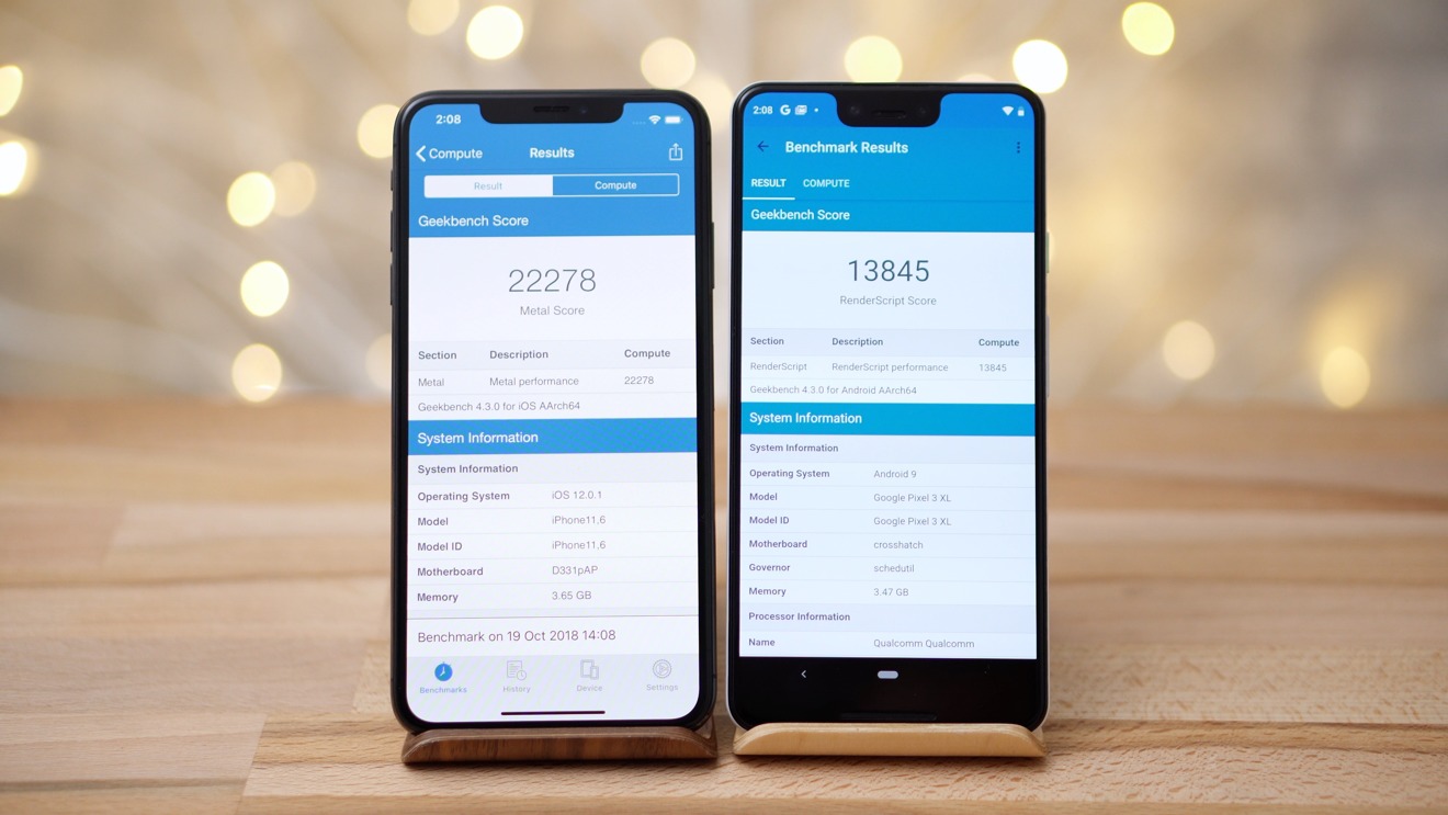 The Pixel 3 XL lags behind the iPhone XL Max in benchmarks