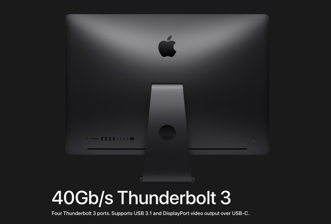Back of an iMac Pro showing Thunderbolt 3 detail