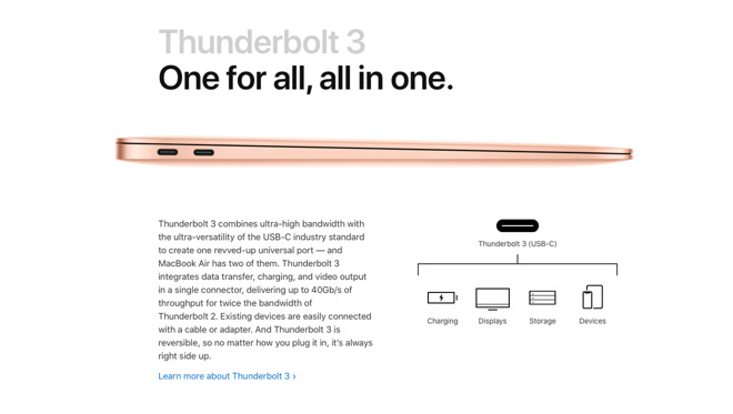 Detail from how Apple presents the MacBook Air's ports