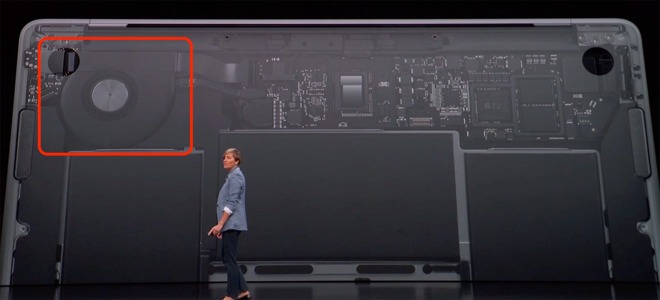 MacBook Air Fan location outlined in red