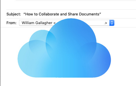 Detail of iCloud icon over a sharing email