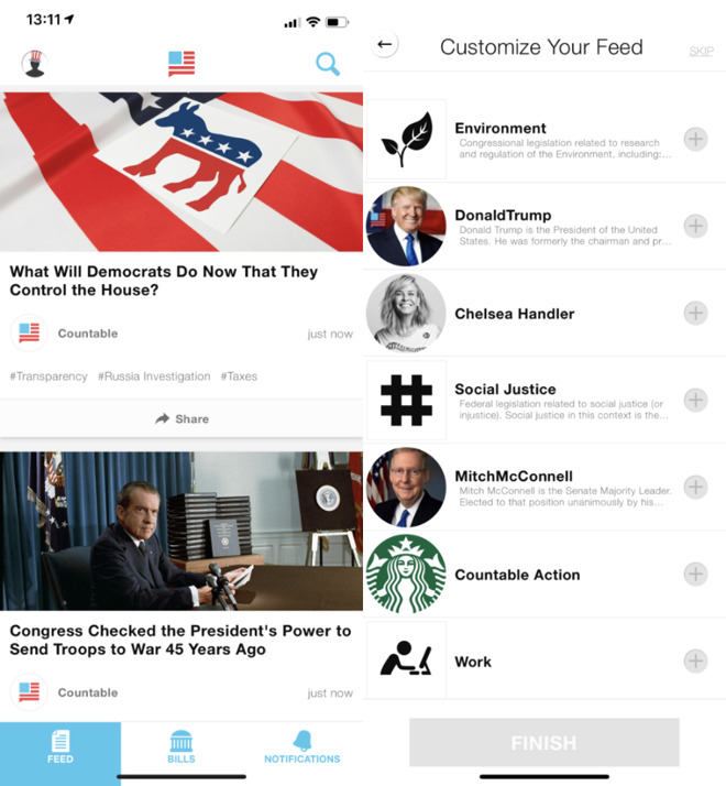 News pages from the Countable app