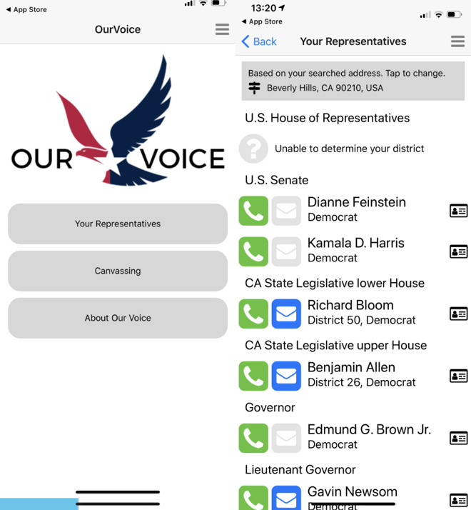 The Our Voice USA app