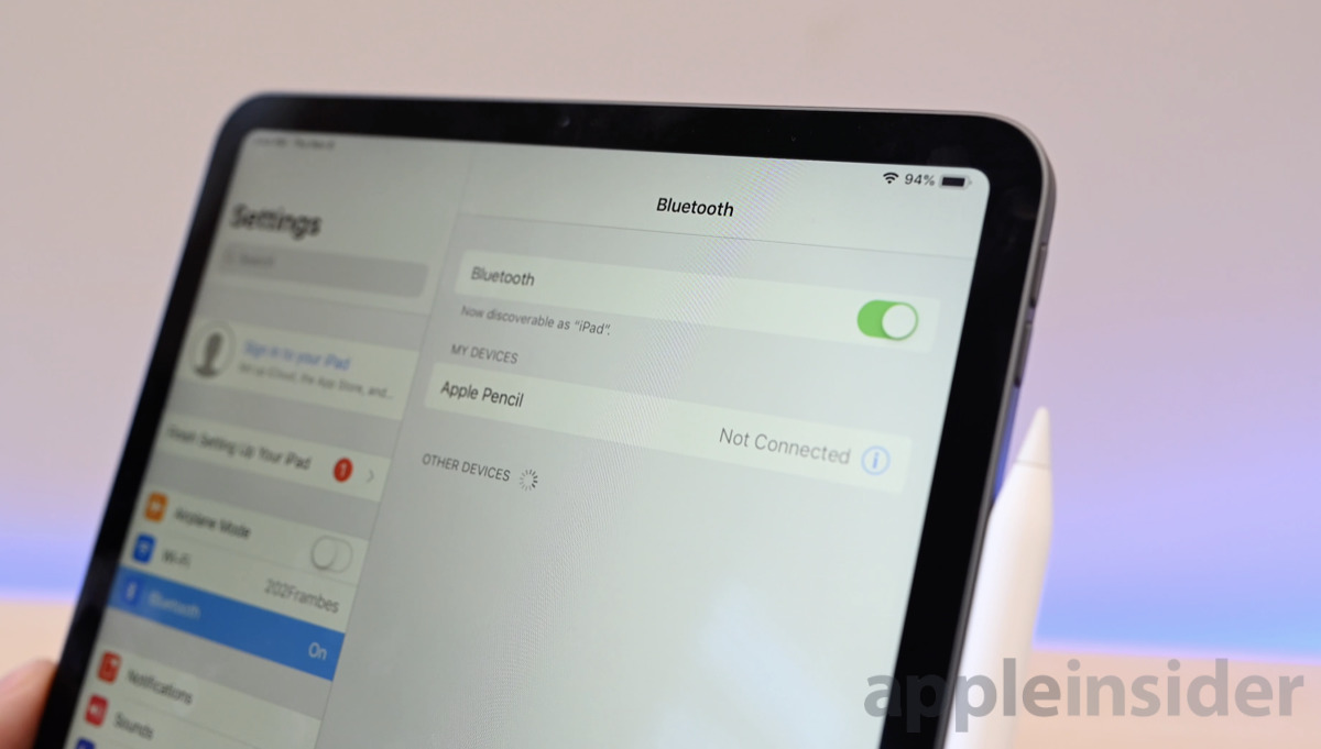 2018 iPad Pro Bluetooth settings