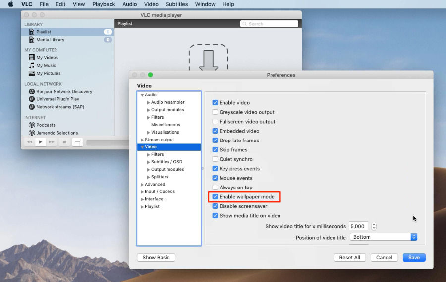 mac preferences for playing video