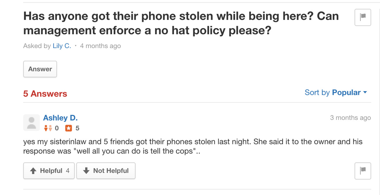 Yelp reviews for the reportedly iPhone theft-plagued Miami night spot Racket