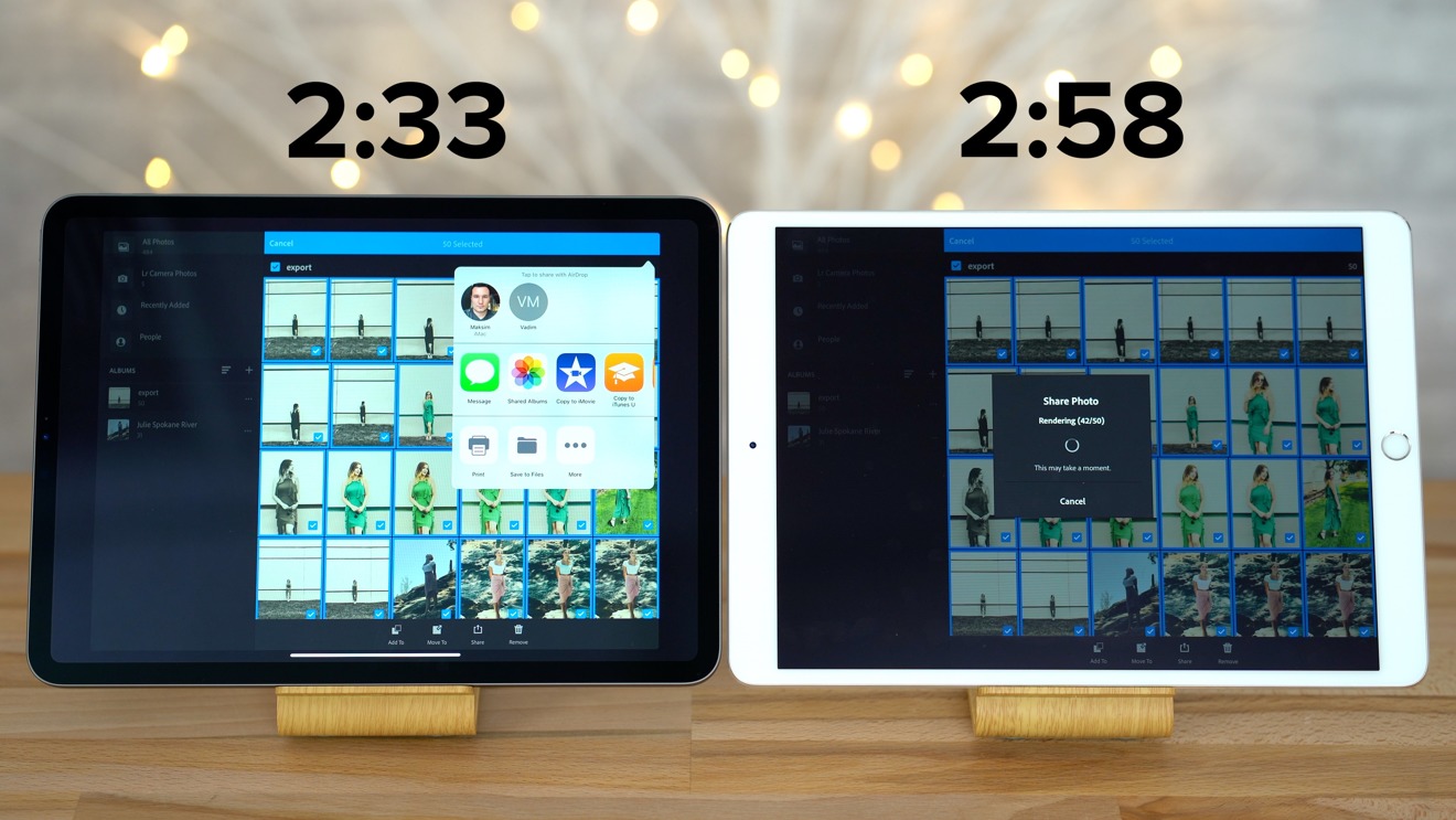 2018 11-inch iPad Pro versus 10.5-inch iPad Pro Adobe Lightroom export test