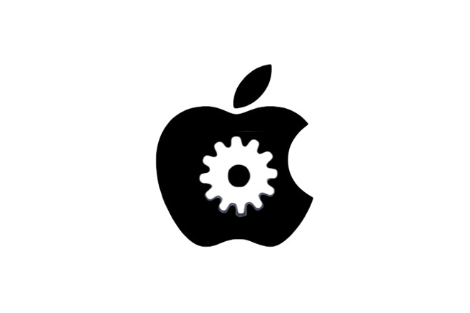 Apple logo with an automation cog symbol