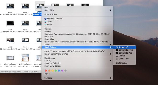 Right click on a file in the Finder and you now get Quick Actions
