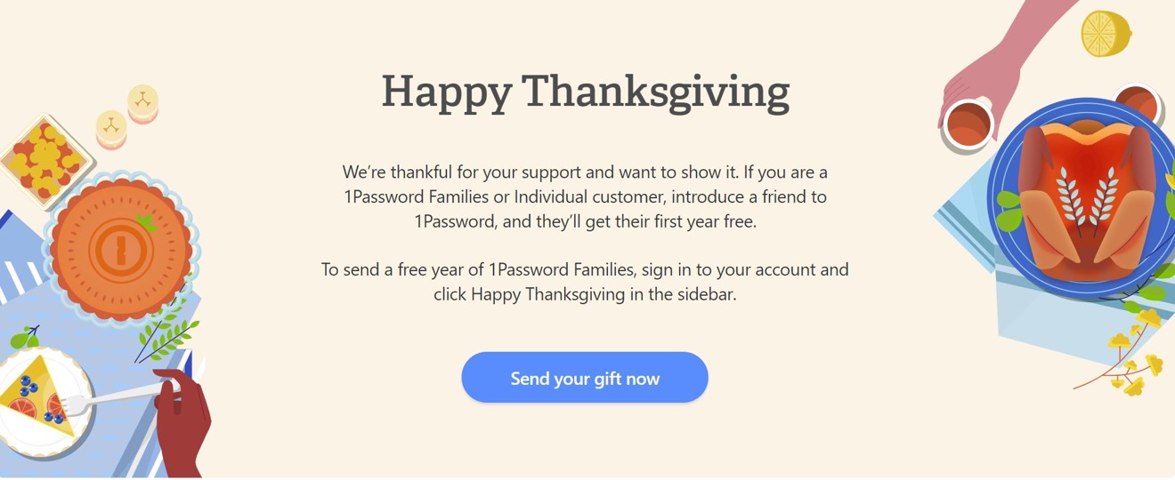 1Password Thanksgiving deal