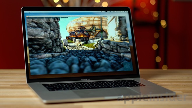 The MacBook Pro with Vega 20 running Unigine Heaven