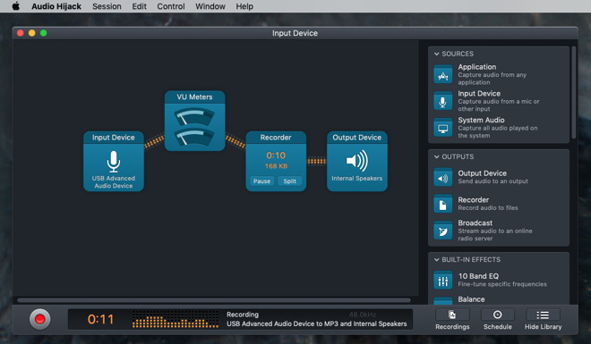 Recording using Rogue Amoeba's Audio Hijack