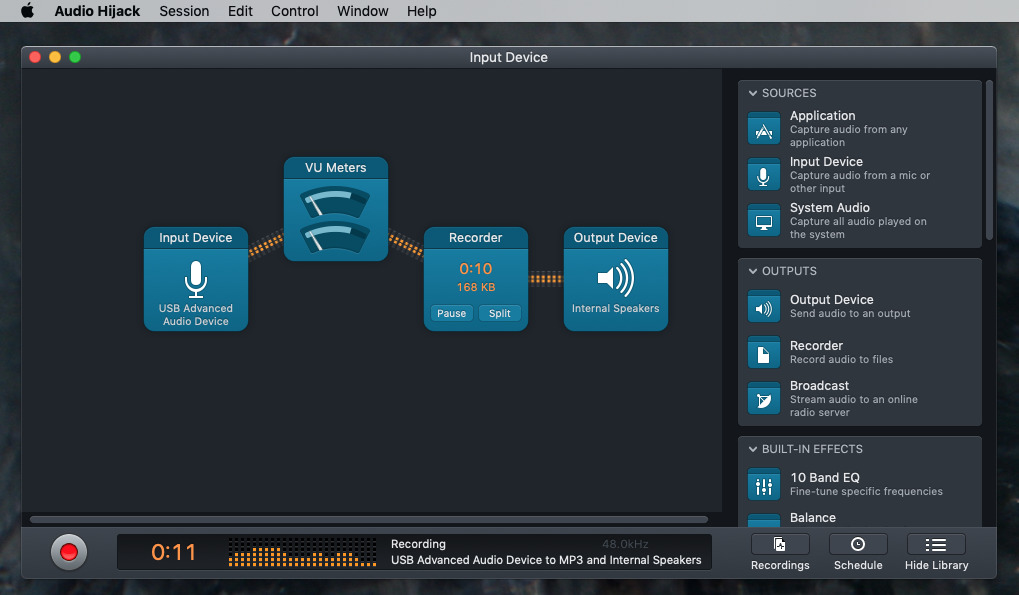 how to record wav in audio hijack