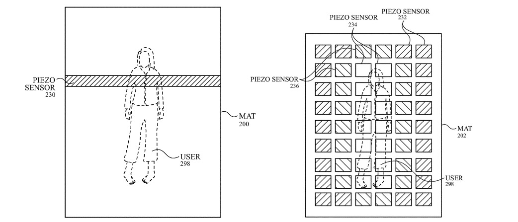 Examples of thin strip and full-bed versions of Apple's sleep sensor