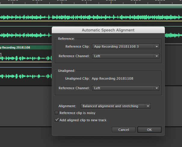 Automatic Speech Alignment feature in Adobe Audition