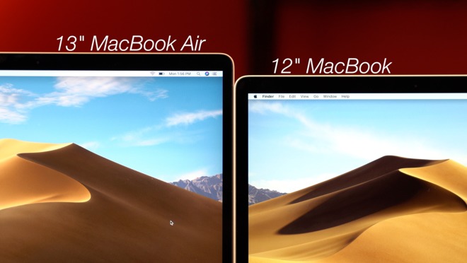 Comparing the contrast of the 13-inch MacBook Air and the 12-inch MacBook