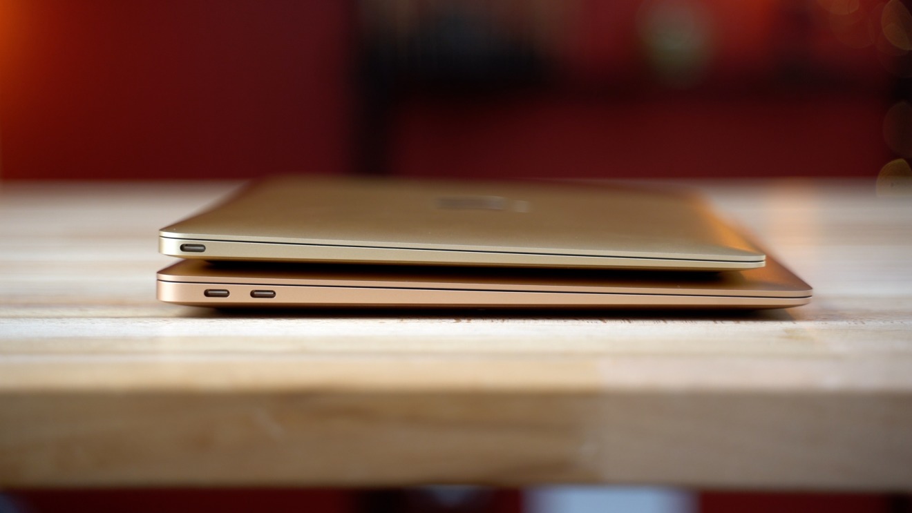 The MacBook edges out the 13-inch MacBook Air in terms of thinness. 