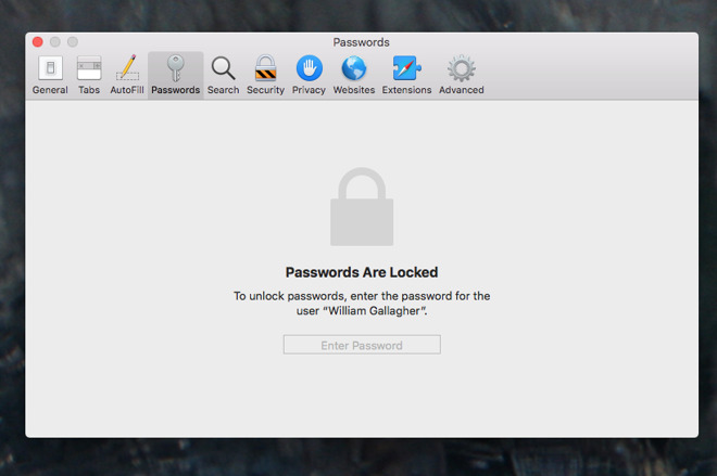 apple safari passwords