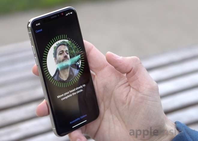 Face ID enrollment on the iPhone X