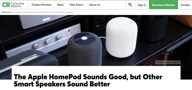 Consumer Reports on the HomePod