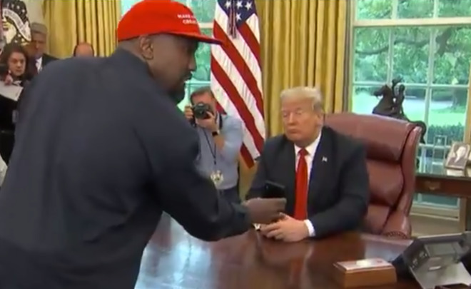 Kanye West (left), President Trump (right) in a meeting of minds