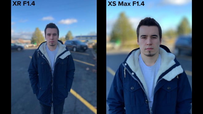 iPhone XR vs iPhone XS Max F1.4 blur comparison