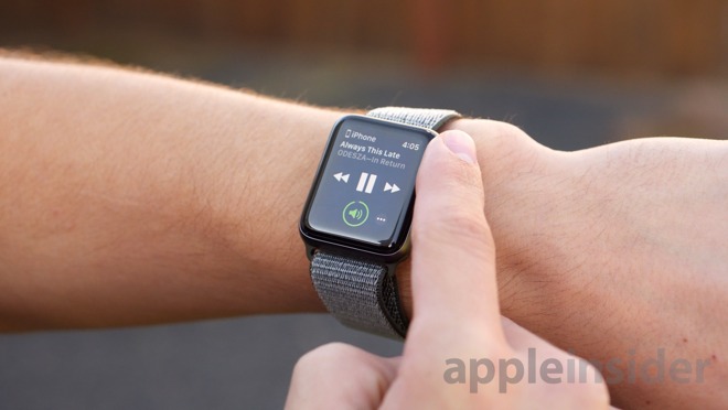 Media controls on an Apple Watch